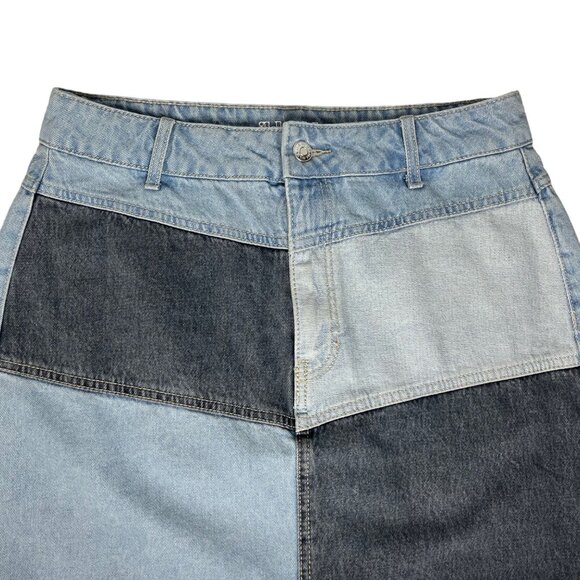 Wild Fable Patchwork Denim Skirt Womens Size 6 Blue Casual - Picture 3 of 7